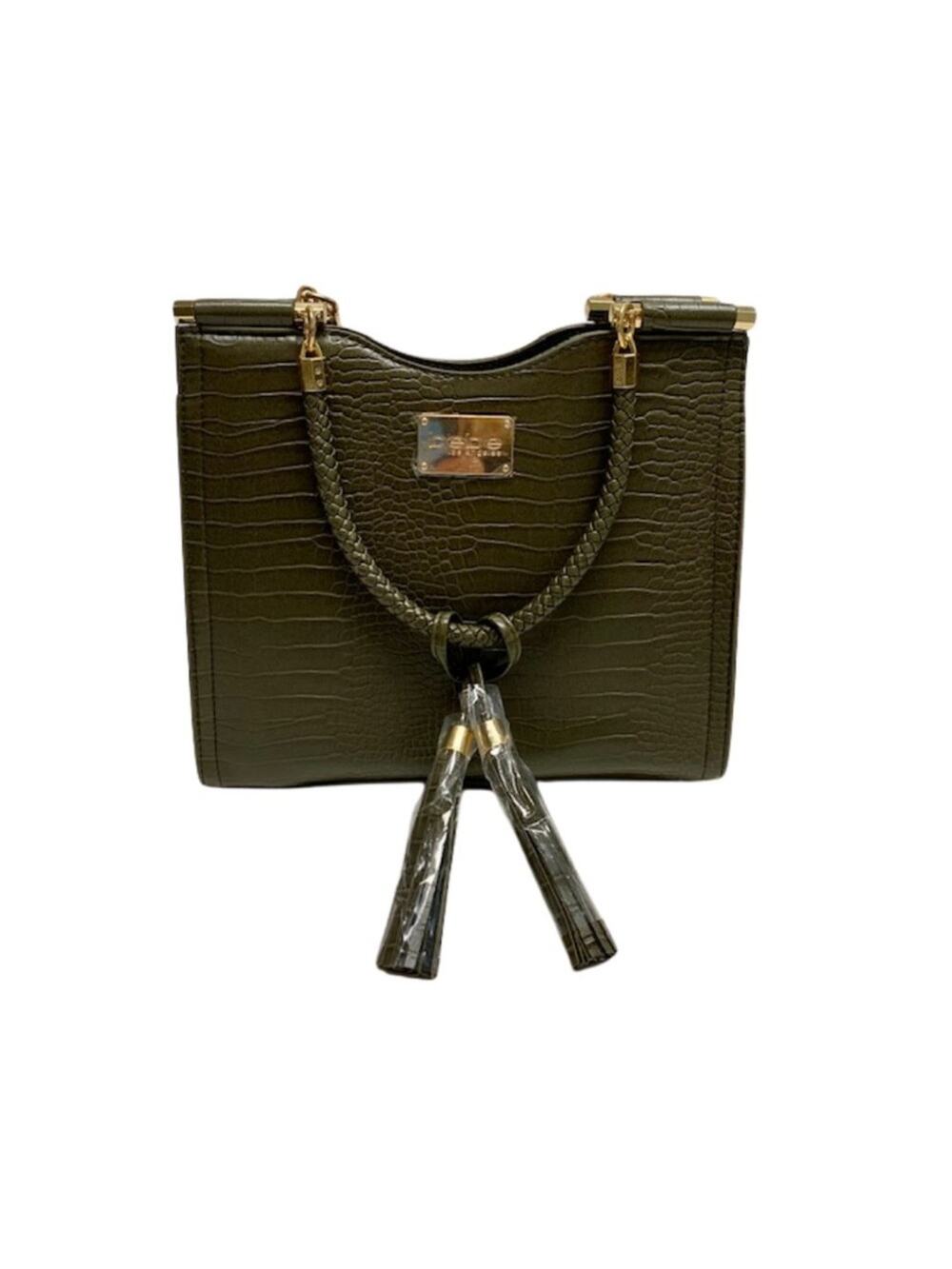 New BEBE Natalie Croco Hunter Shopper Gold Tone Hardware Crossbody Strap Purse